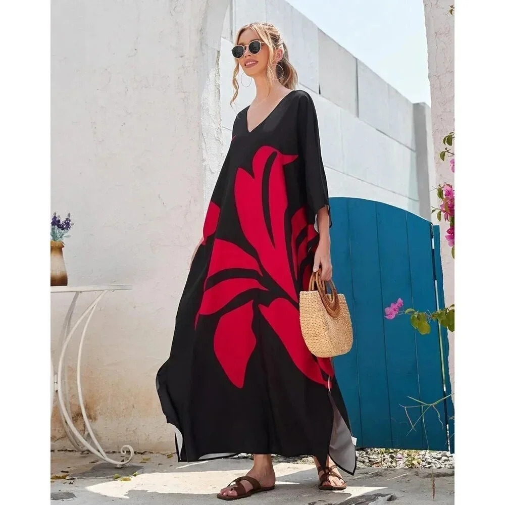 Womens Swimsuit Cover Up Bathing Suit black Bikini Long  Beach Dress - Picture 2 of 7
